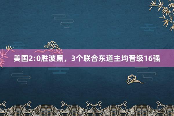 美国2:0胜波黑，3个联合东道主均晋级16强
