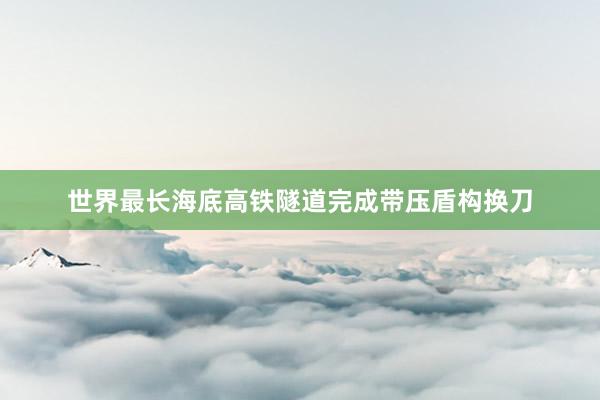 世界最长海底高铁隧道完成带压盾构换刀