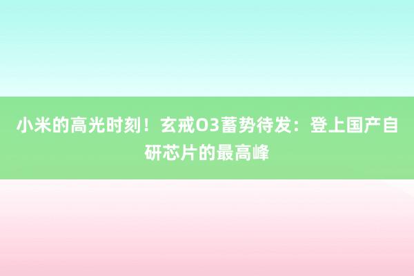 小米的高光时刻！玄戒O3蓄势待发：登上国产自研芯片的最高峰