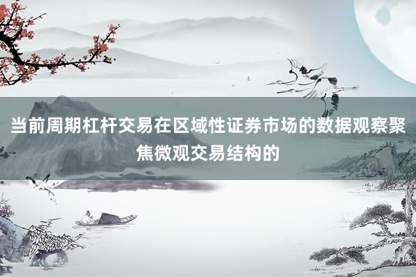 当前周期杠杆交易在区域性证券市场的数据观察聚焦微观交易结构的