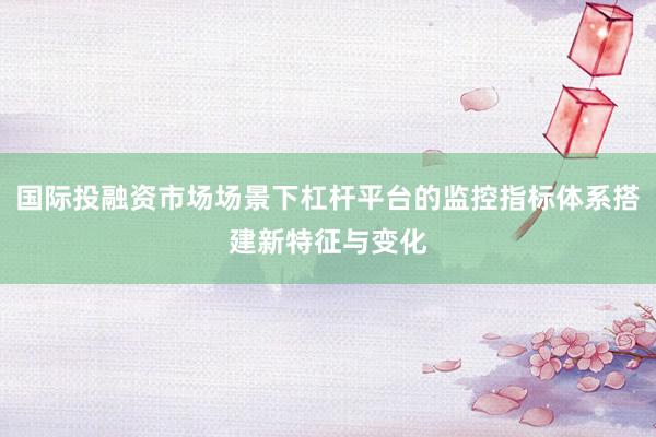 国际投融资市场场景下杠杆平台的监控指标体系搭建新特征与变化