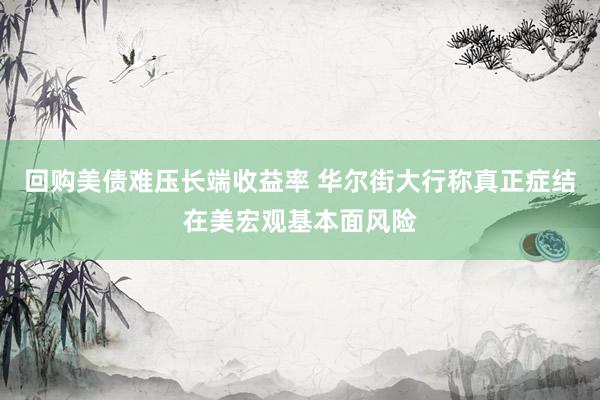回购美债难压长端收益率 华尔街大行称真正症结在美宏观基本面风险