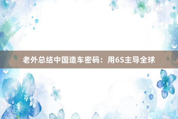 老外总结中国造车密码：用6S主导全球