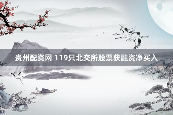 贵州配资网 119只北交所股票获融资净买入