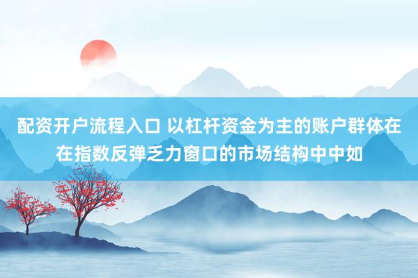 配资开户流程入口 以杠杆资金为主的账户群体在在指数反弹乏力窗口的市场结构中中如
