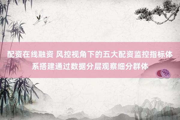 配资在线融资 风控视角下的五大配资监控指标体系搭建通过数据分层观察细分群体