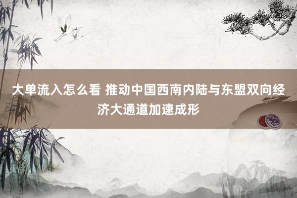 大单流入怎么看 推动中国西南内陆与东盟双向经济大通道加速成形