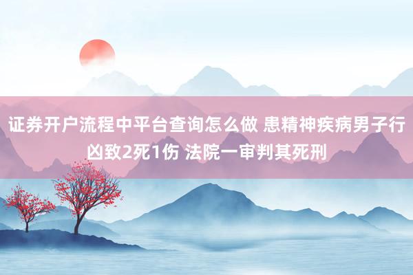 证券开户流程中平台查询怎么做 患精神疾病男子行凶致2死1伤 法院一审判其死刑