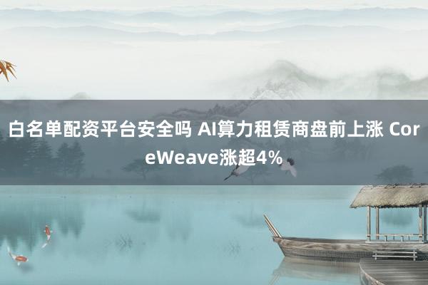 白名单配资平台安全吗 AI算力租赁商盘前上涨 CoreWeave涨超4%
