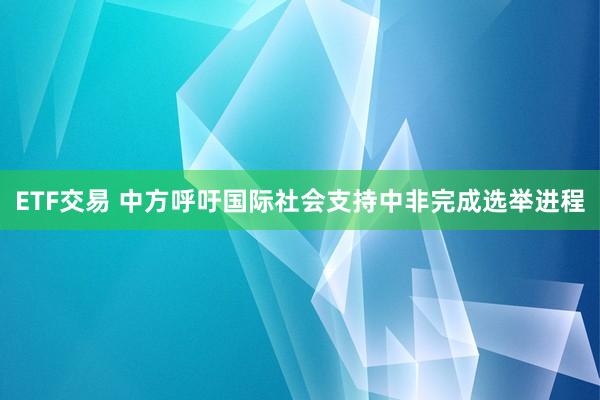 ETF交易 中方呼吁国际社会支持中非完成选举进程